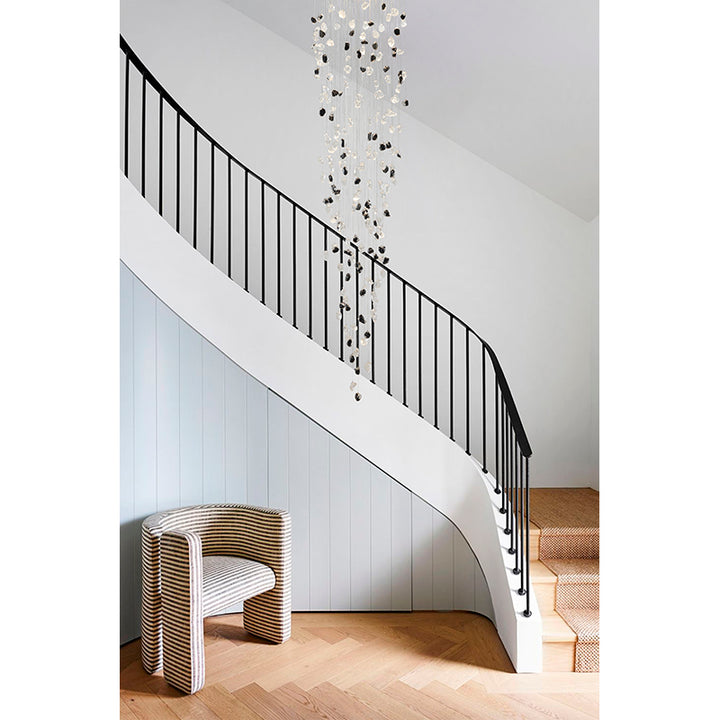 Flushed Chandelier with Clear &amp; Glass Hanging Stones Not Adjustable