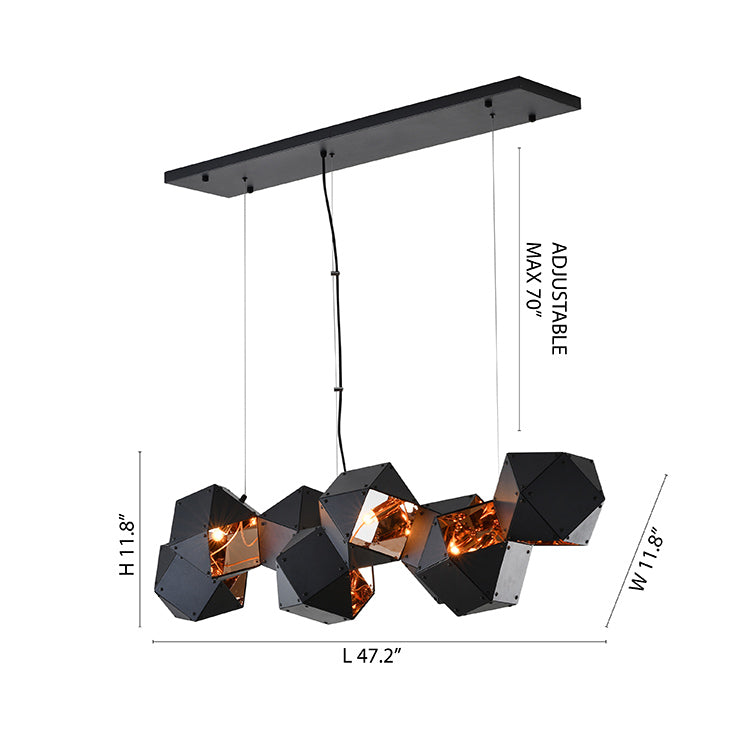 Block Framed Chandelier with Reflective Interior by Bethel - view 3
