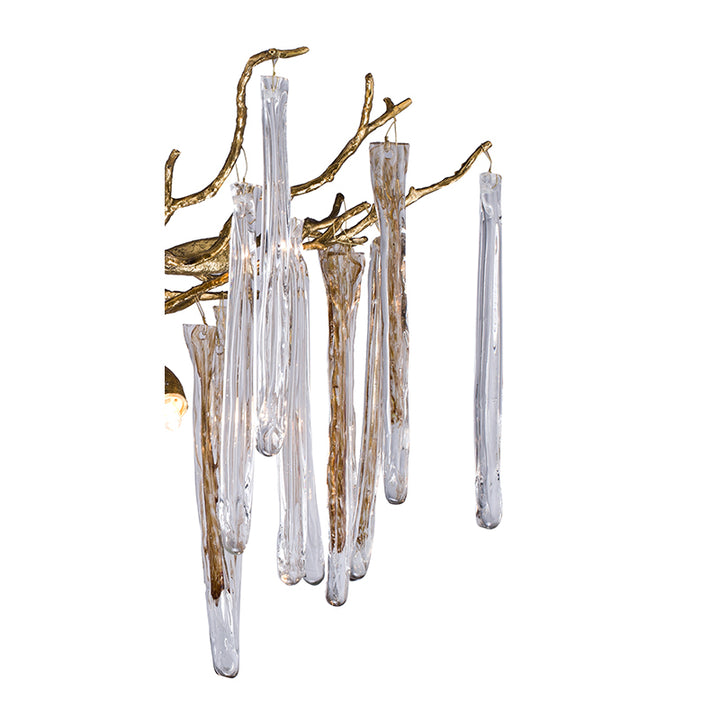 Solid Copper Branch Frame Chandelier with Clear and Champagne Glass Drops by Bethel - view 2
