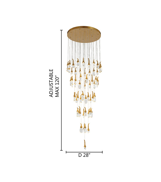 Antique Brass Metal Frame Chandelier with Crystal Hanging Bud Pendants by Bethel - view 8