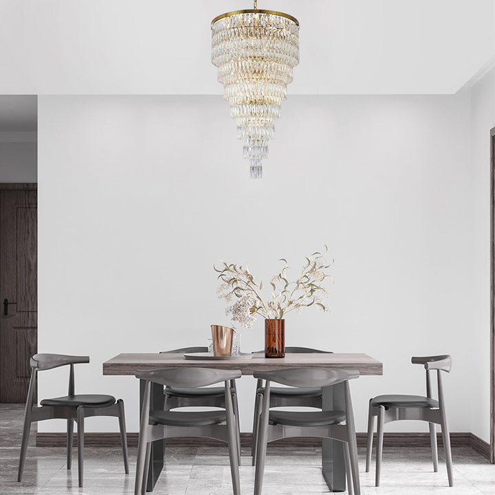 Steven Tier Chandelier with Clear Hanging Crystals by Bethel - view 14