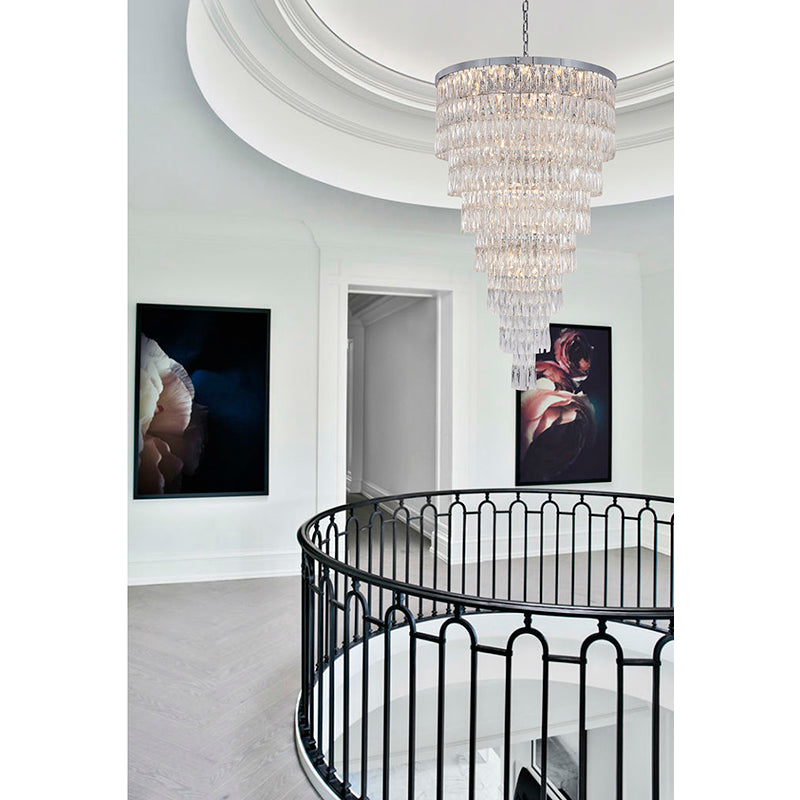 Steven Tier Chandelier with Clear Hanging Crystals by Bethel - view 7