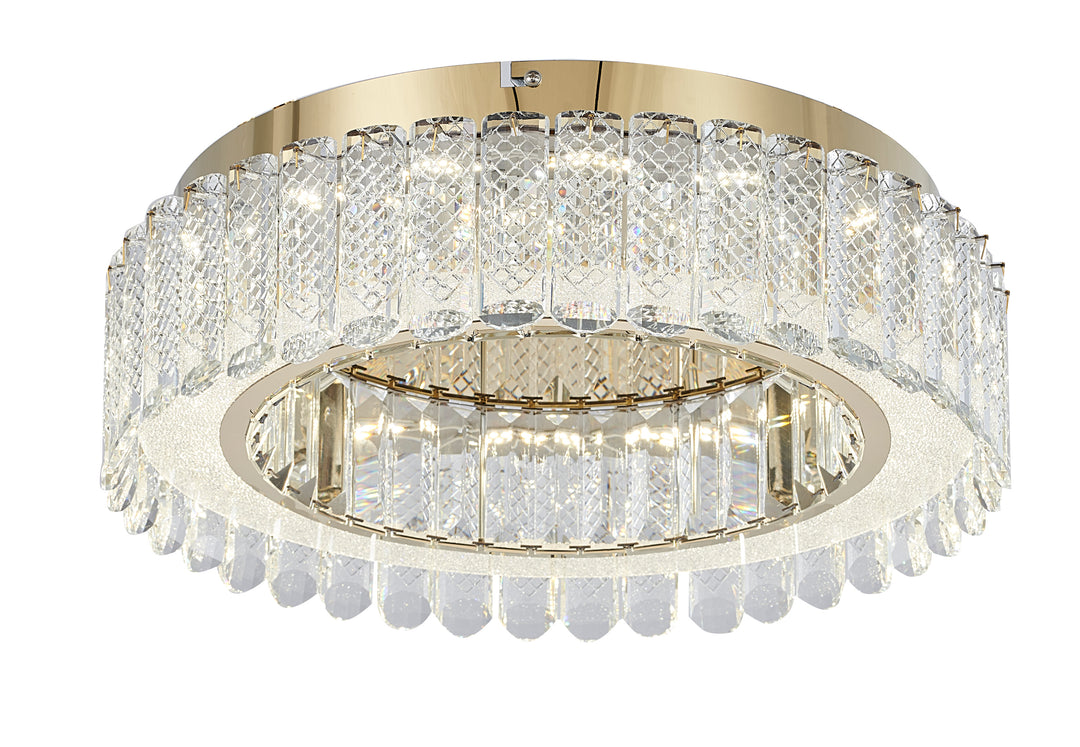 Gold Stainless Steel Flush Mount with Clear Crystals by Bethel - view 6
