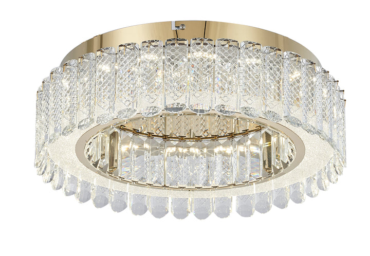 Gold Stainless Steel Flush Mount with Clear Crystals by Bethel - view 6