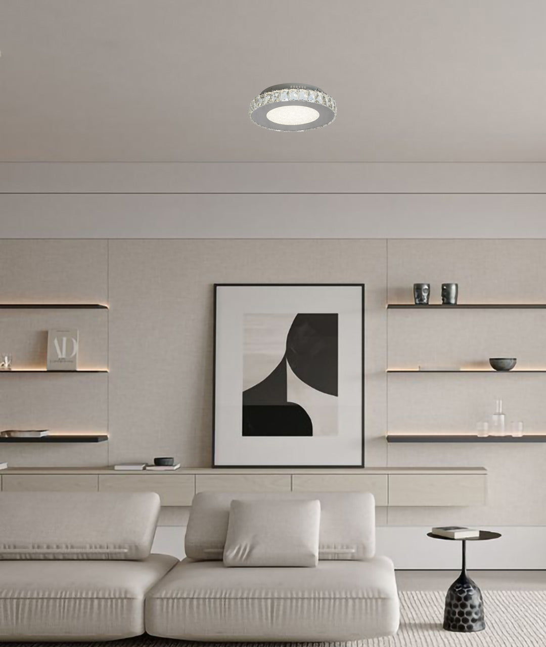 Round Clear Crystal Flush Mount with Hardware &amp; a Beaded Acrylic