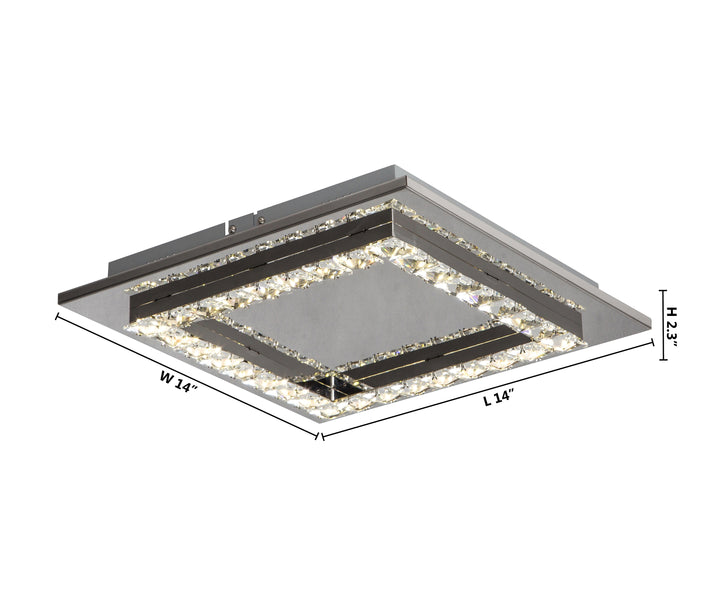 Square Clear Crystal LED Flush Mount with Stainless Steel Frame by Bethel - view 4