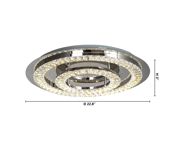 Double Clear Crystal Ring LED Flush Mount with Stainless Steel Frame by Bethel - view 5