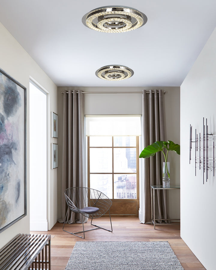 Double Clear Crystal Ring LED Flush Mount with Stainless Steel Frame by Bethel - view 6