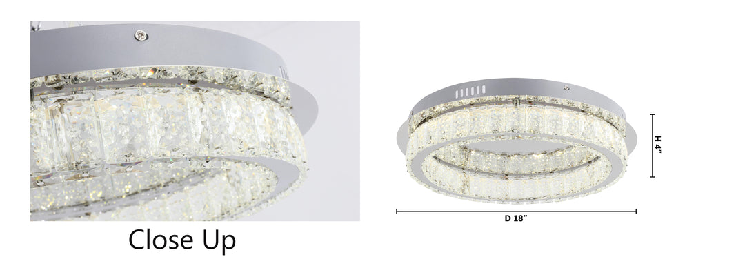 Clear Spotted Crystal Halo Ring Flush Mount with Chrome Frame by Bethel - view 4