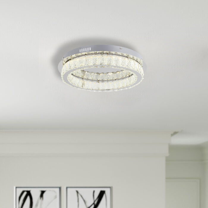 Clear Spotted Crystal Halo Ring Flush Mount with Chrome Frame by Bethel - view 6