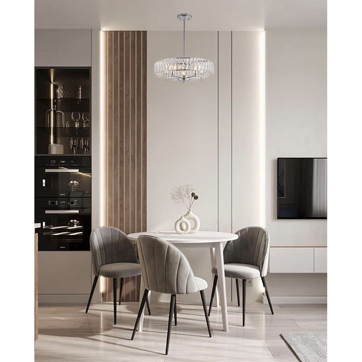 Round Metal Frame Chandelier with Clear Crystal Band by Bethel - view 6
