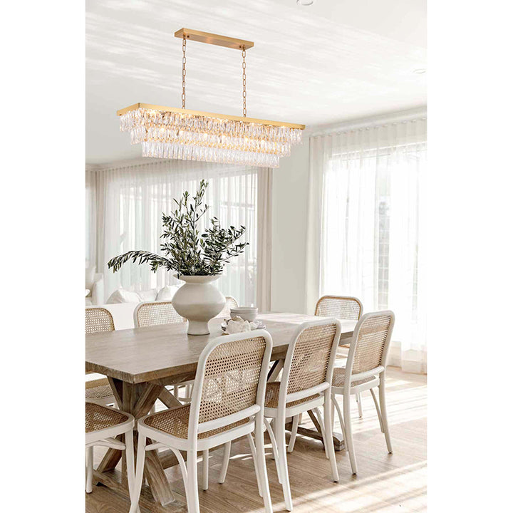 Rectangular Metal Frame Chandelier with Clear Hanging Crystals by Bethel - view 24