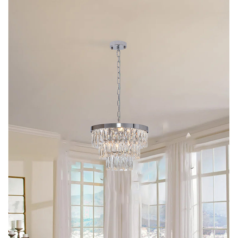 Metal Frame Chandelier with Clear Hanging Crystals (OC32) by Bethel - view 9