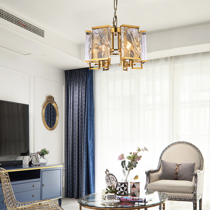 Frame Chandelier with Clear Distorted Crystal Plaques by Bethel - view 7