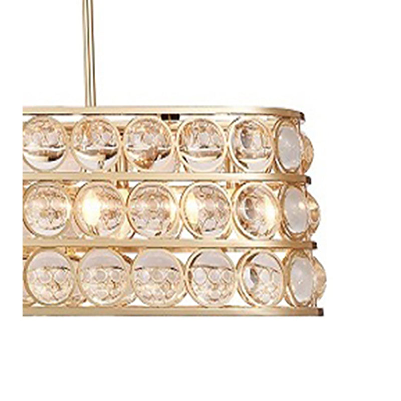 Gold Oval Frame Chandelier with Clear Magnifying Glass by Bethel - view 2