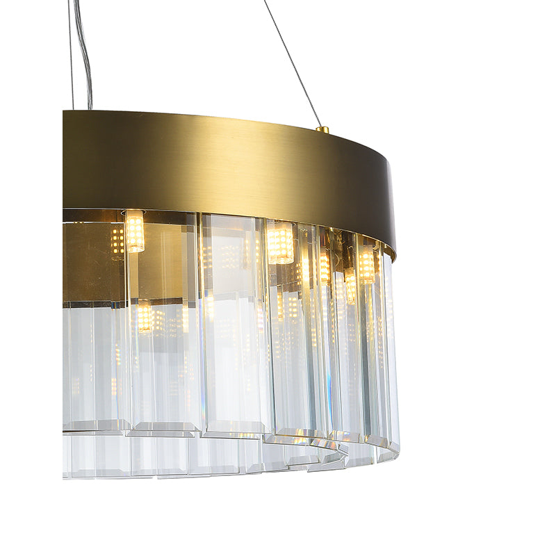 Frame Round Chandelier with Clear Crystal Hanging Drops by Bethel - view 10