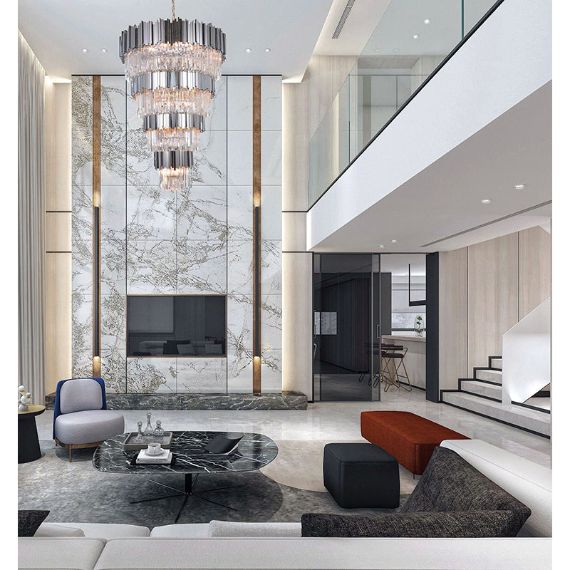 Five Tier Frame Chandelier with Clear Hanging Crystals (MU66) by Bethel - view 4