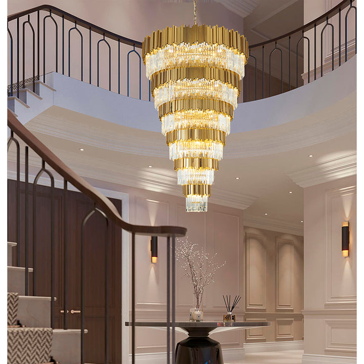 Five Tier Frame Chandelier with Clear Hanging Crystals (MU66) by Bethel - view 39