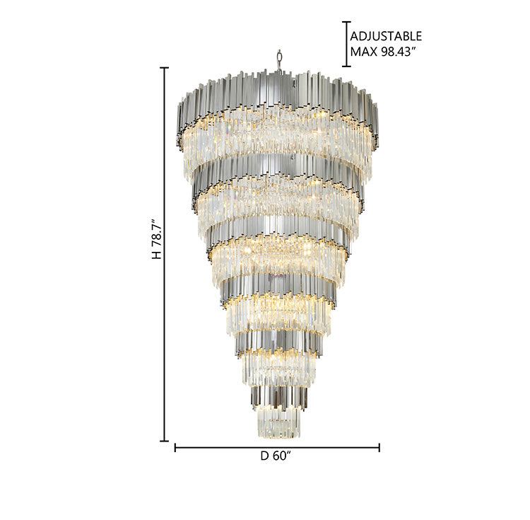 Five Tier Frame Chandelier with Clear Hanging Crystals (MU66) in Chrome by Bethel