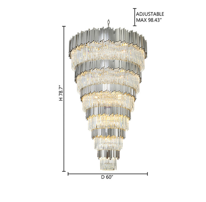 Five Tier Frame Chandelier with Clear Hanging Crystals (MU66) in Chrome by Bethel