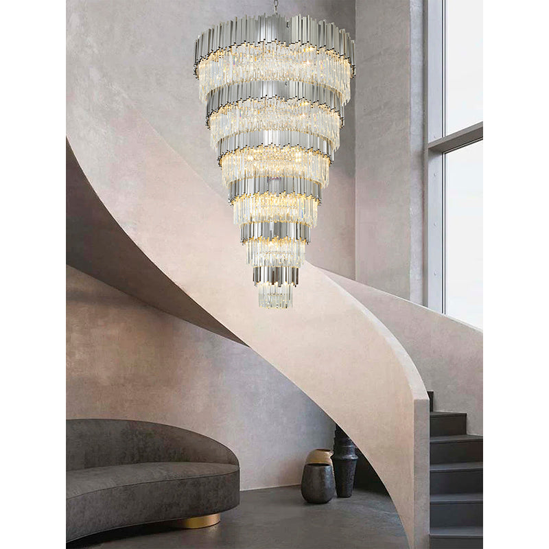 Five Tier Frame Chandelier with Clear Hanging Crystals (MU66) by Bethel - view 37
