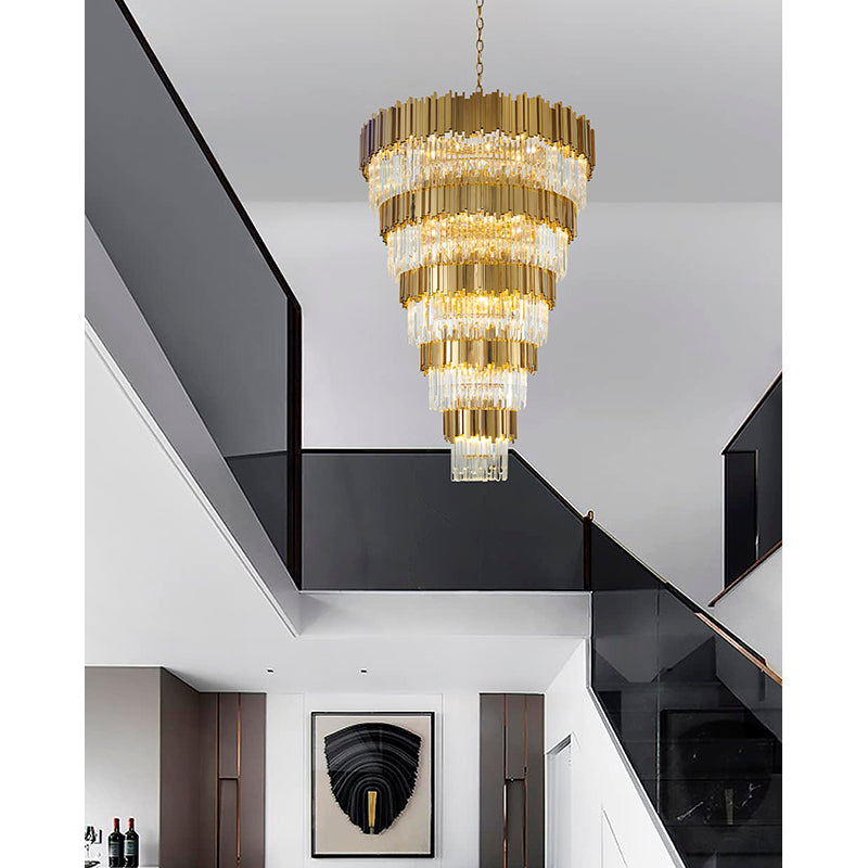 Five Tier Frame Chandelier with Clear Hanging Crystals (MU66) by Bethel - view 28
