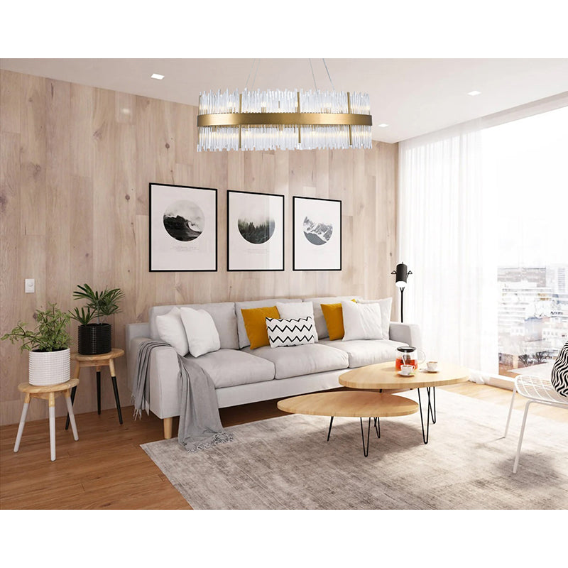 Halo Frame Chandelier with Clear Glass Rods by Bethel - view 56