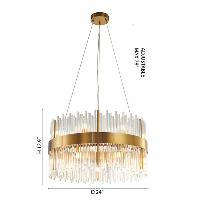 Halo Frame Chandelier with Clear Glass Rods by Bethel - view 29