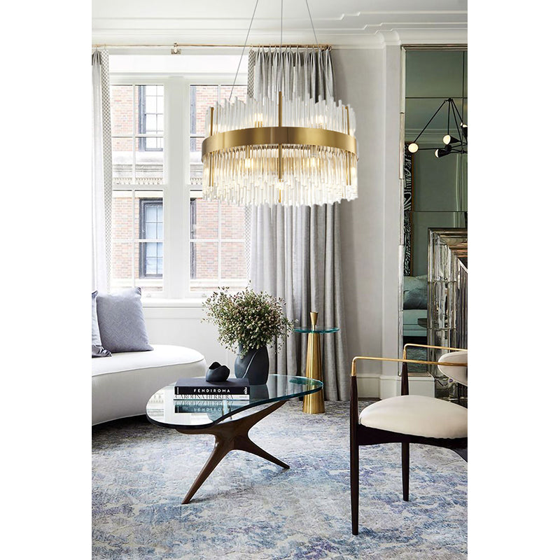 Halo Frame Chandelier with Clear Glass Rods by Bethel - view 31