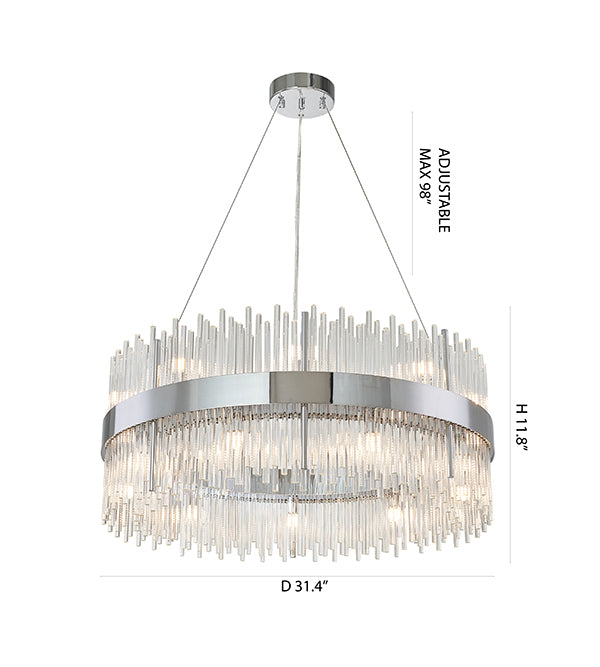 Halo Frame Chandelier with Clear Glass Rods by Bethel - view 36