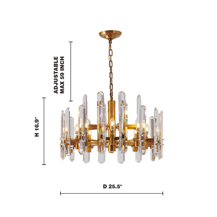 Two Tier Metal Frame Chandelier with Clear Crystal Plaques by Bethel - view 14