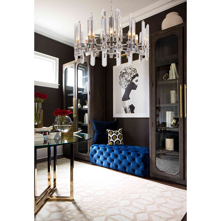 Two Tier Metal Frame Chandelier with Clear Crystal Plaques by Bethel - view 7