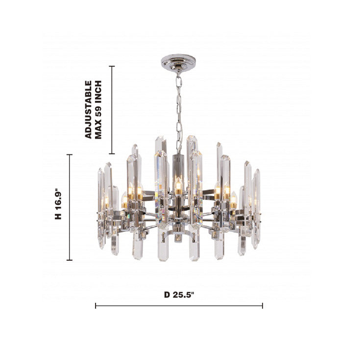 Two Tier Metal Frame Chandelier with Clear Crystal Plaques by Bethel - view 8