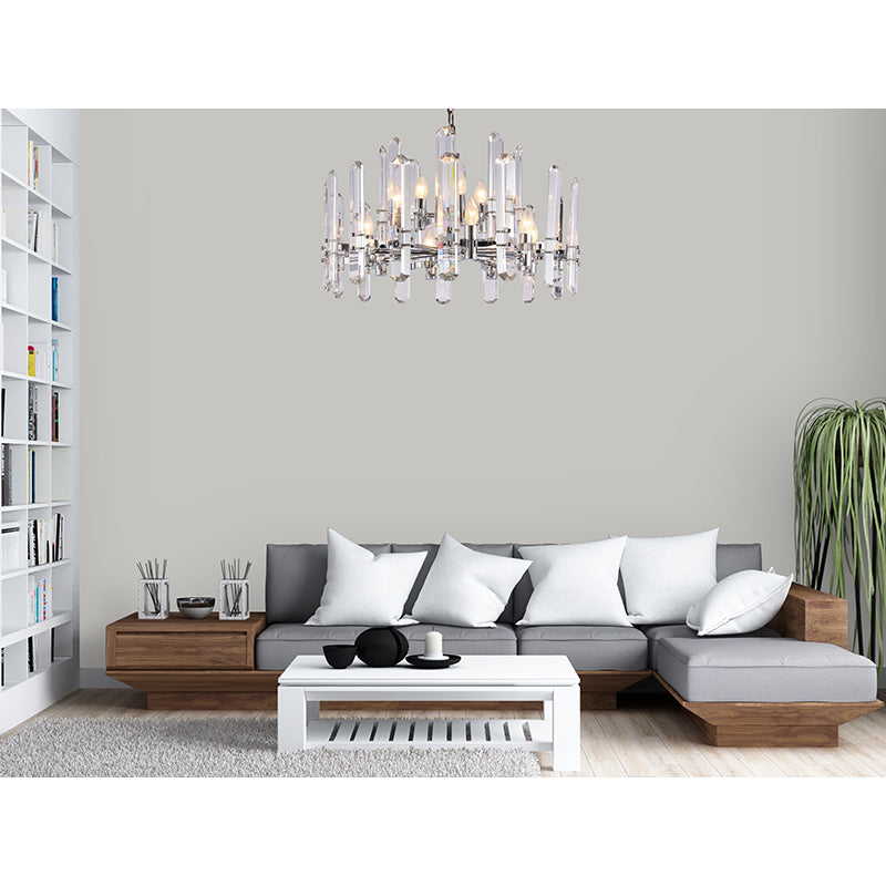 Two Tier Metal Frame Chandelier with Clear Crystal Plaques by Bethel - view 9