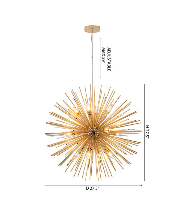 Aluminum Brass Sputnik Chandelier by Bethel - view 4