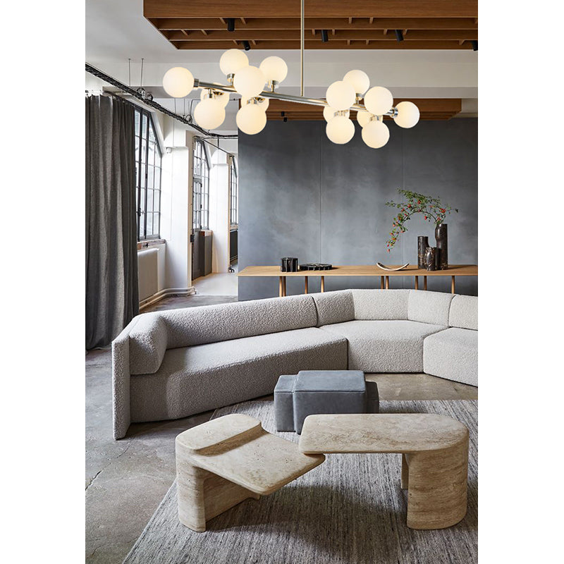 Metal Frame Chandelier with Milk Glass Shades by Bethel - view 9