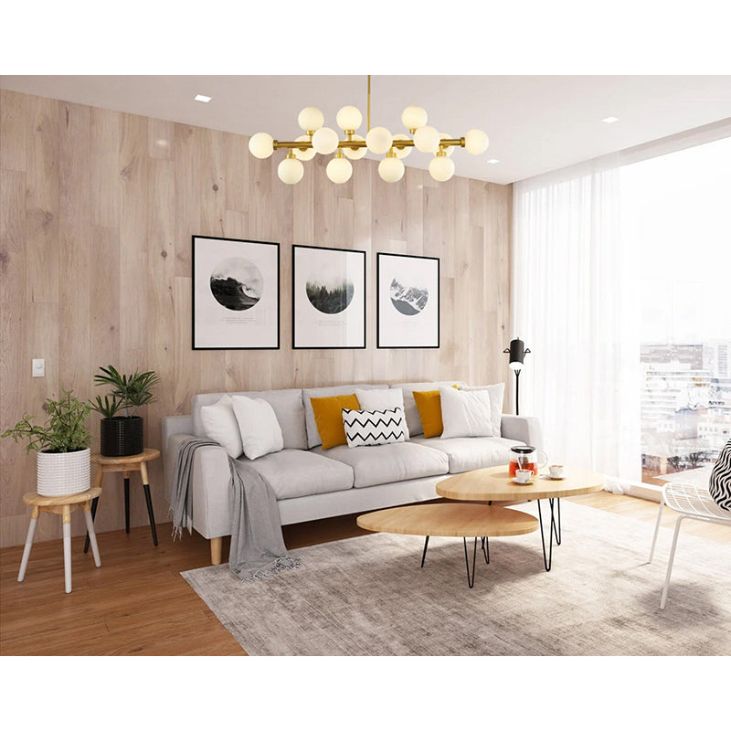 Metal Frame Chandelier with Milk Glass Shades by Bethel - view 18