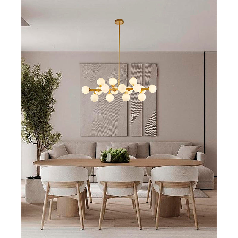 Metal Frame Chandelier with Milk Glass Shades by Bethel - view 19