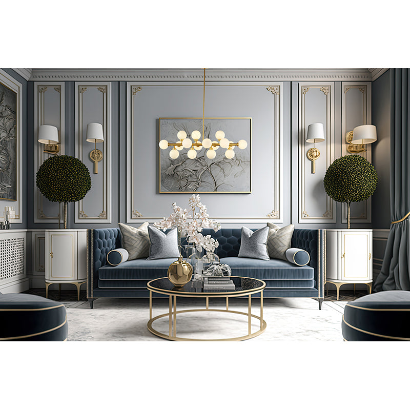 Metal Frame Chandelier with Milk Glass Shades by Bethel - view 20