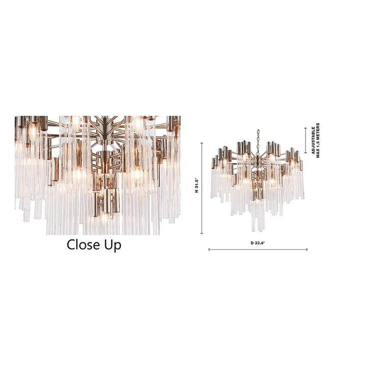 Three Tier Frame Chandelier with Clear Glass Tubes by Bethel - view 4