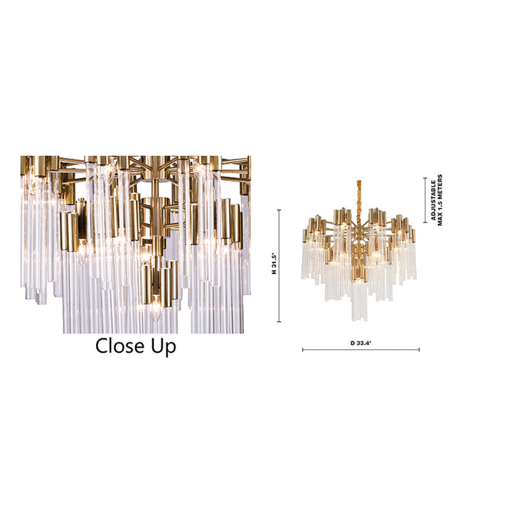 Three Tier Frame Chandelier with Clear Glass Tubes by Bethel - view 10