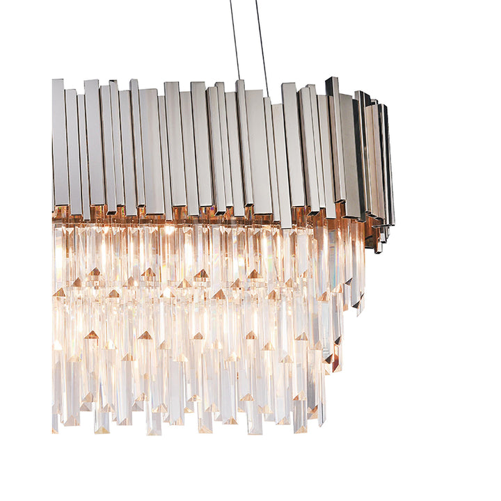 Metal Frame Chandelier with Clear Hanging Crystals (MU11) by Bethel - view 2