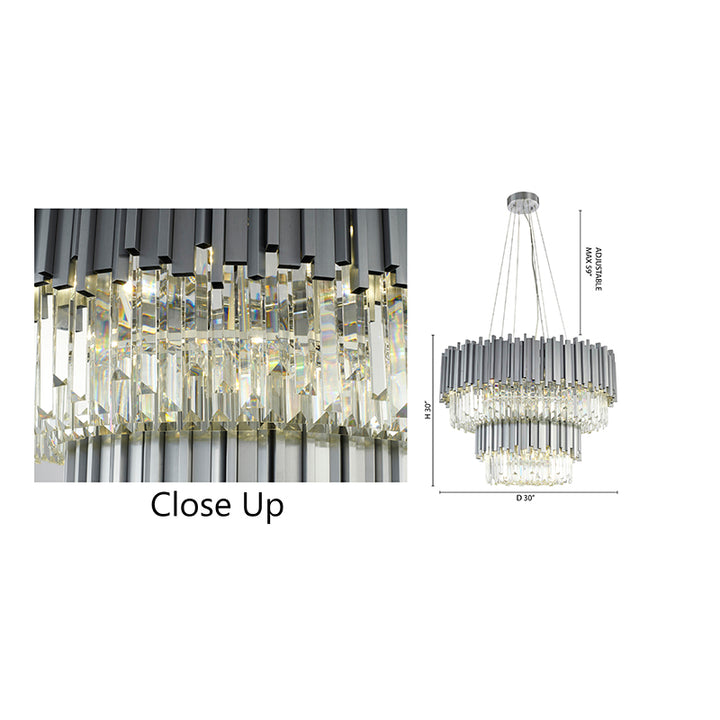 Two Tier Hairline Frame Chandelier with Clear Hanging Crystals by Bethel - view 15