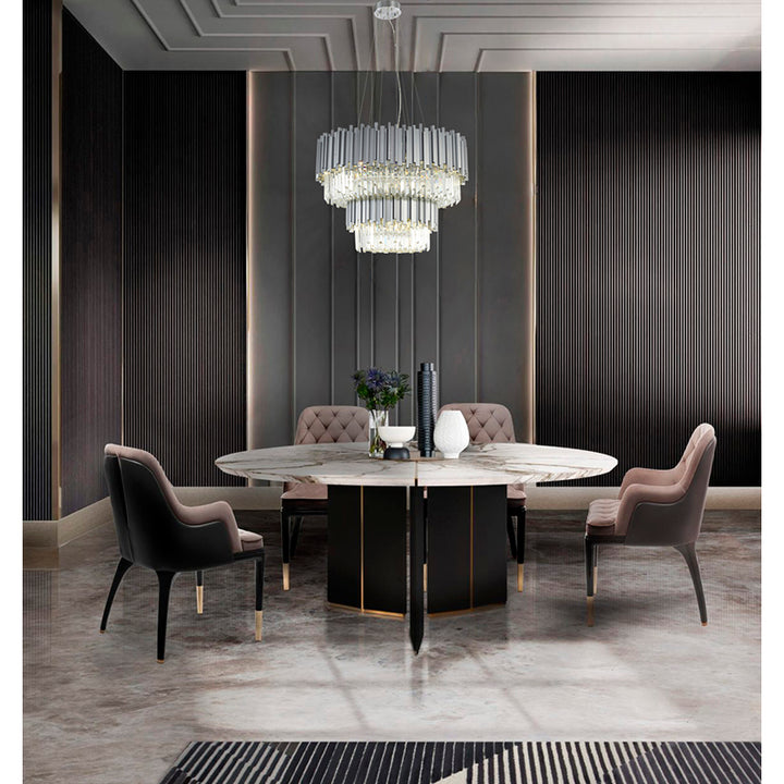 Two Tier Hairline Frame Chandelier with Clear Hanging Crystals by Bethel - view 16