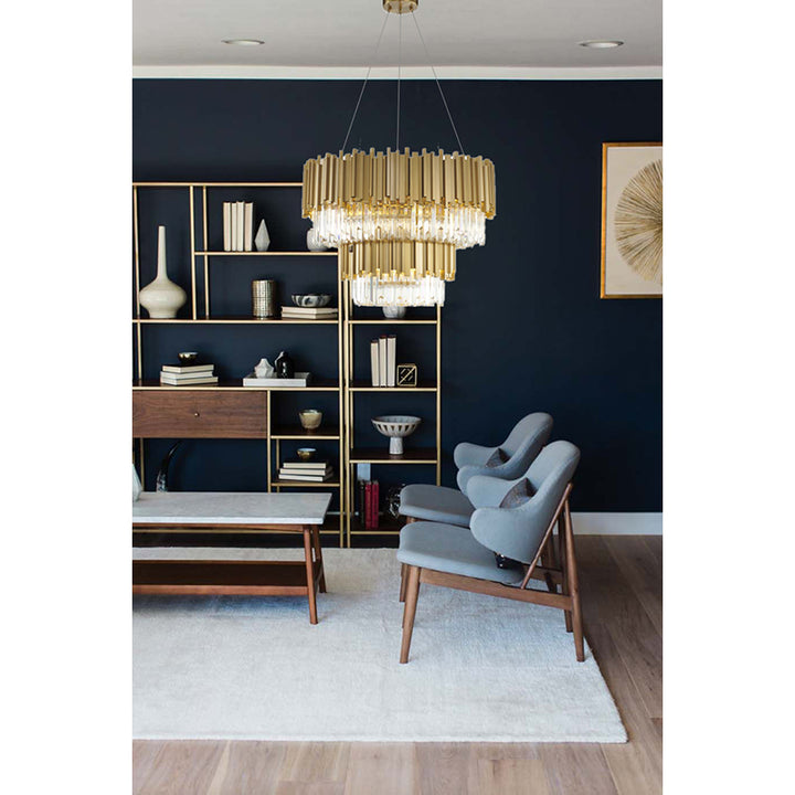 Two Tier Hairline Frame Chandelier with Clear Hanging Crystals by Bethel - view 4