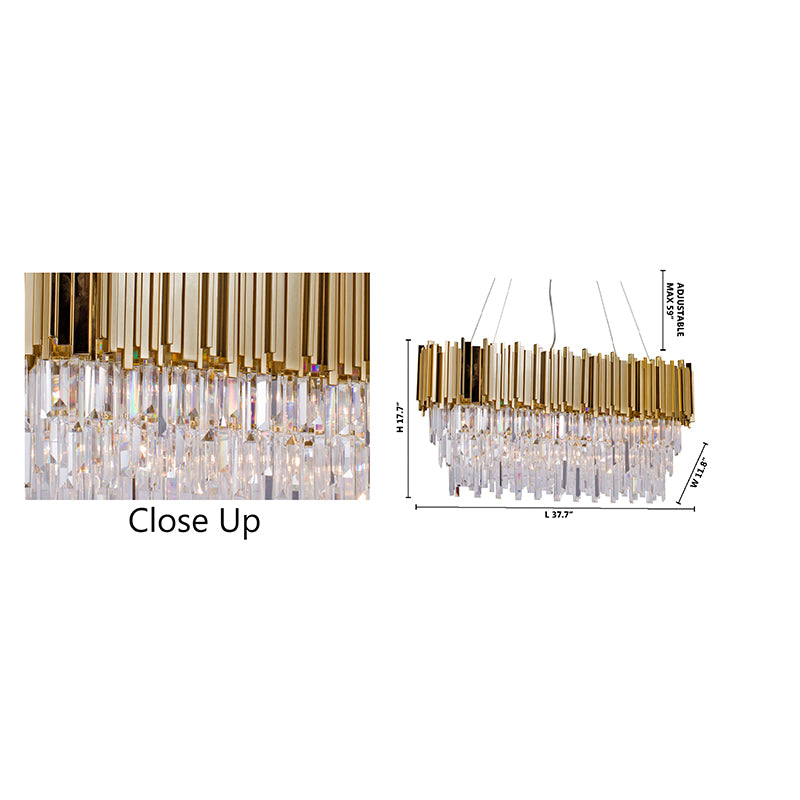 Metal Frame Chandelier with Clear Hanging Crystals (MU11) by Bethel - view 5