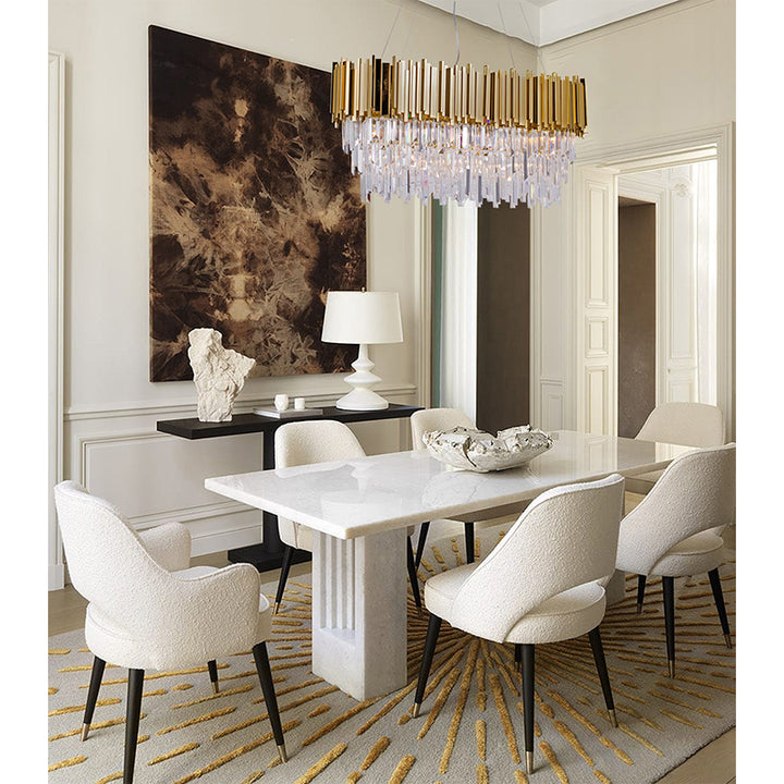 Metal Frame Chandelier with Clear Hanging Crystals (MU11) by Bethel - view 7