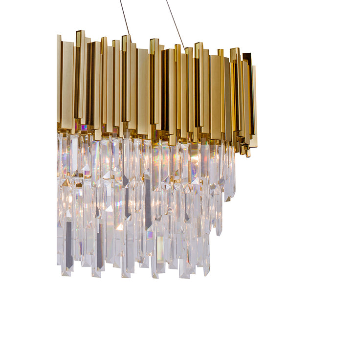 Metal Frame Chandelier with Clear Hanging Crystals (MU11) by Bethel - view 8