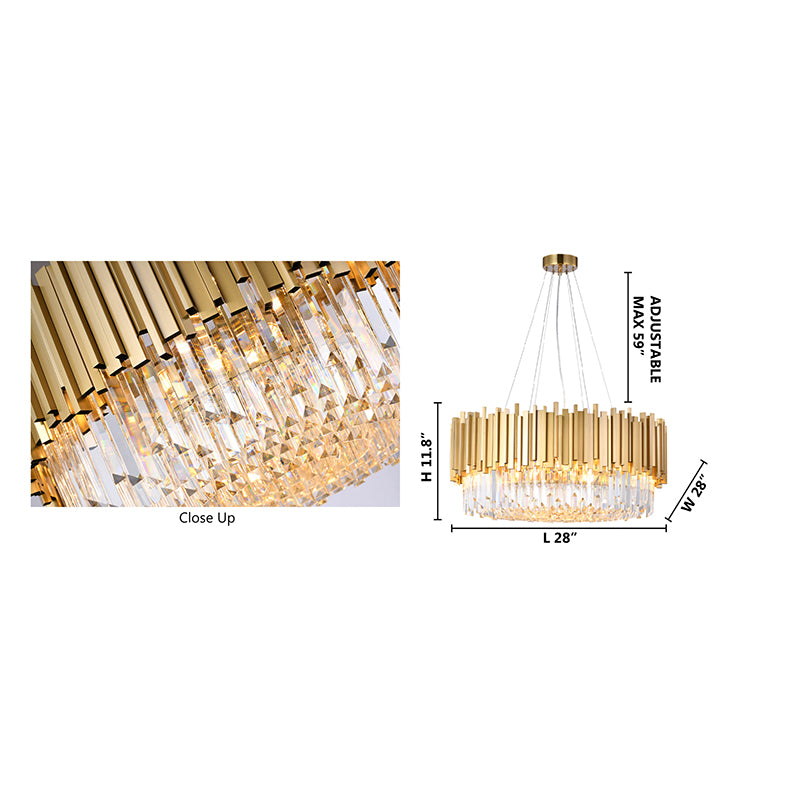 Stainless Steel Hairline Frame Chandelier with Clear Hanging Crystals by Bethel - view 40