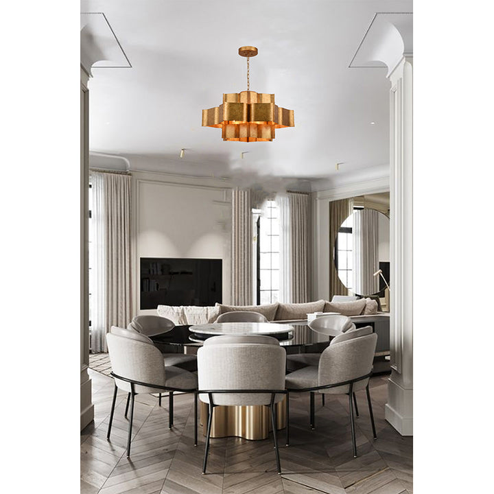 Three Tier Chandelier with Leaf Interior by Bethel - view 28
